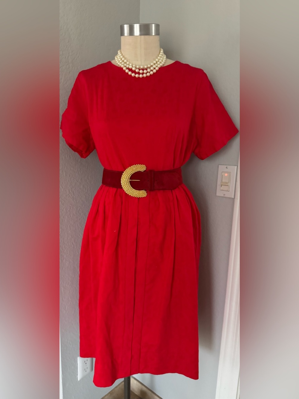 100% Cotton 1950s Textured Fabric Dress XL